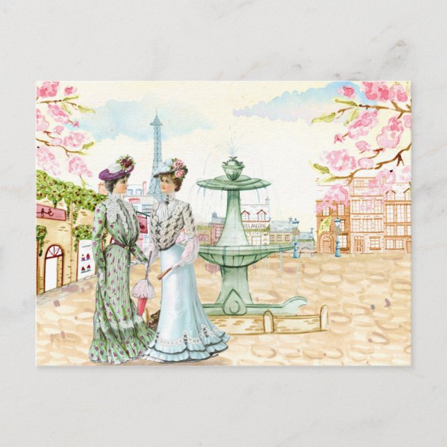 Victoransk kvinna fransk. vykort (Framsida)