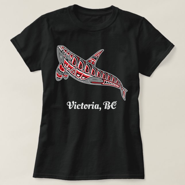Victoria, BC Canada Native Upward Orca Killer Whal T Shirt (Design framsida)