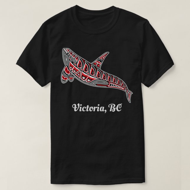Victoria, BC Canada Native Upward Orca Killer Whal T Shirt (Design framsida)