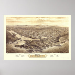 Victoria BC, Kanada panorama- karta - 1878 Poster