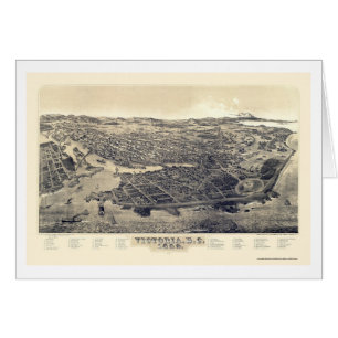 Victoria BC, Kanada panorama- karta - 1889 Hälsningskort