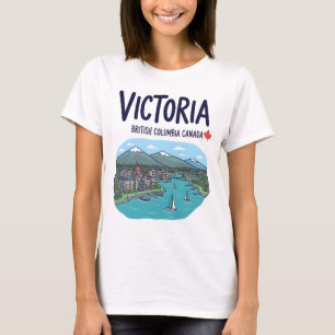 Victoria BC Kanada Söt Panorama Färgrik Stadssilue T Shirt