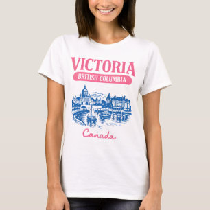 Victoria BC Kanada Söt Pastell Stadssiluett Konst T Shirt