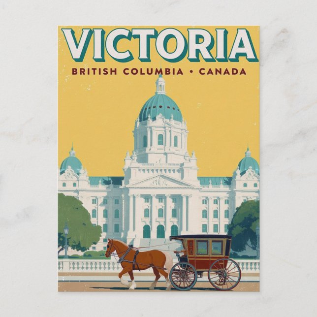 Victoria BC Parlament Retro Vykort (Framsida)