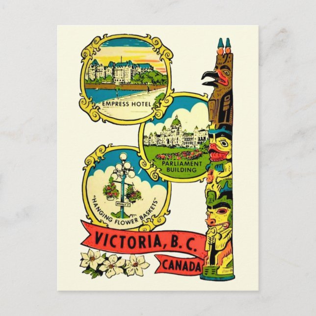 Victoria BC Vintage vykort (Framsida)