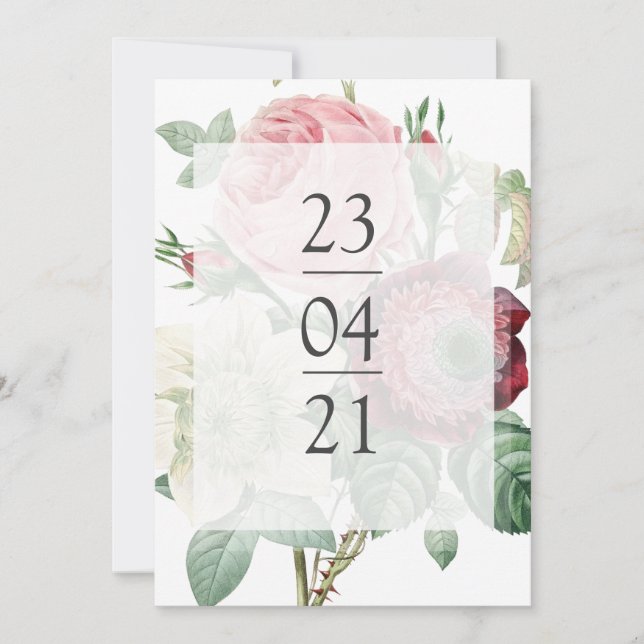Victoria, blommigt, vintage botaniskt spara datume datumet (Framsida)