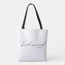 Victoria Bridesmaid Script Black Straps Tote Bag Tygkasse