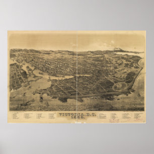 Victoria British Columbia 1889 antika panorama Poster