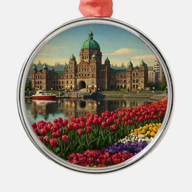 Victoria British Columbia Canada Travel Julgransprydnad Metall (Framsidan)