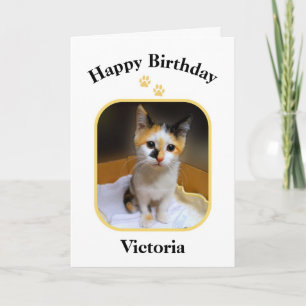 Victoria Calico Kitten Grattis på födelsedagen Kort