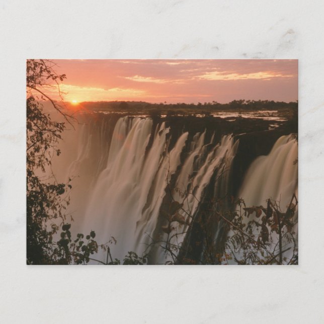 Victoria Falls med sol vid horisonten Victoria Vykort (Framsida)