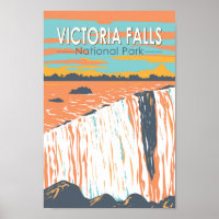 Victoria Falls National Park Travel Art Vintage