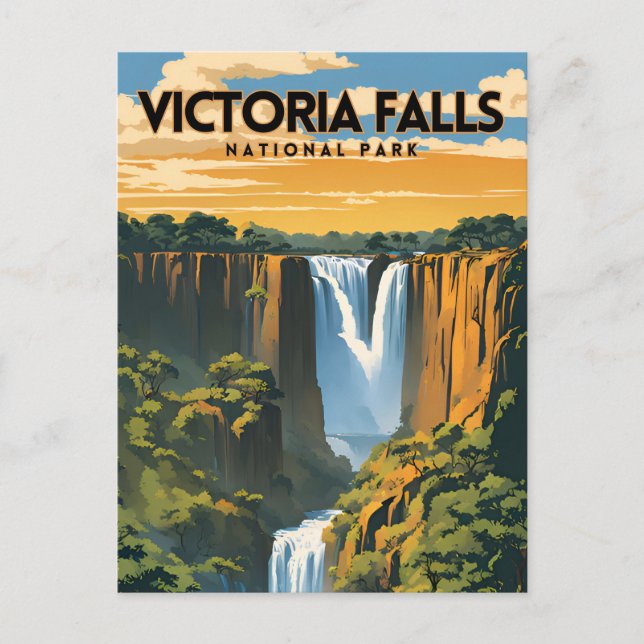 Victoria Falls National Park Travel Poster Vykort (Framsida)