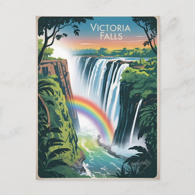 Victoria Falls Vintage Vykort (Framsida)
