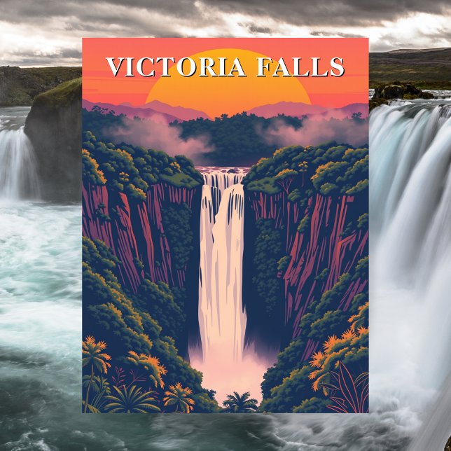 Victoria Falls Waterfall Travel Postkort Vykort (Victoria Falls Waterfall Travel Postcard)