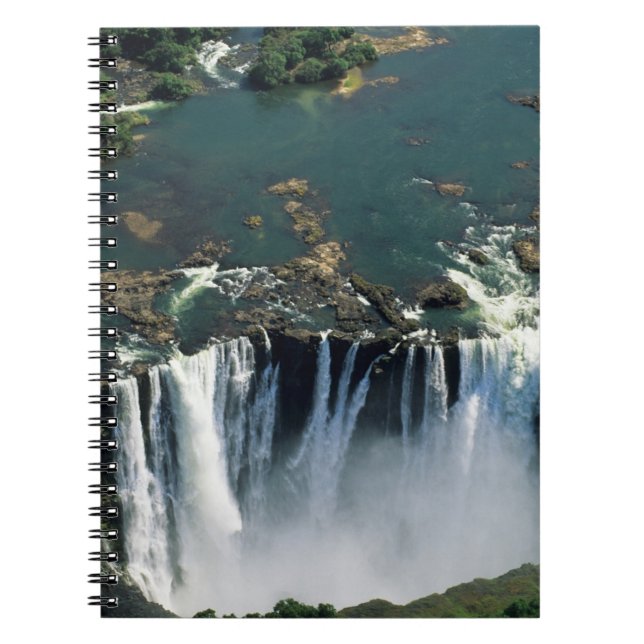 Victoria Falls, Zambia till Zimbabwe gräns. De Anteckningsbok Med Spiral (Framsidan)