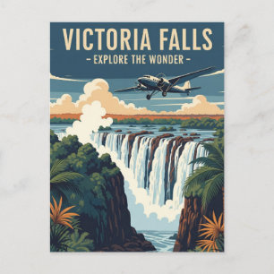 Victoria Falls Zambia Zimbabwe Travel Vintage Vykort