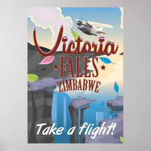 Victoria Falls Zimbabwe tecknad poster