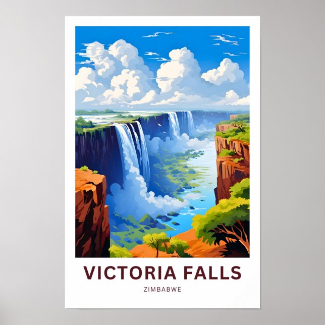 Victoria Falls Zimbabwe Travel Skriv ut Poster (Framsidan)