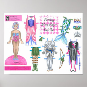 Victoria Fantasy Hero Papper Doll - Play eller Vis Poster