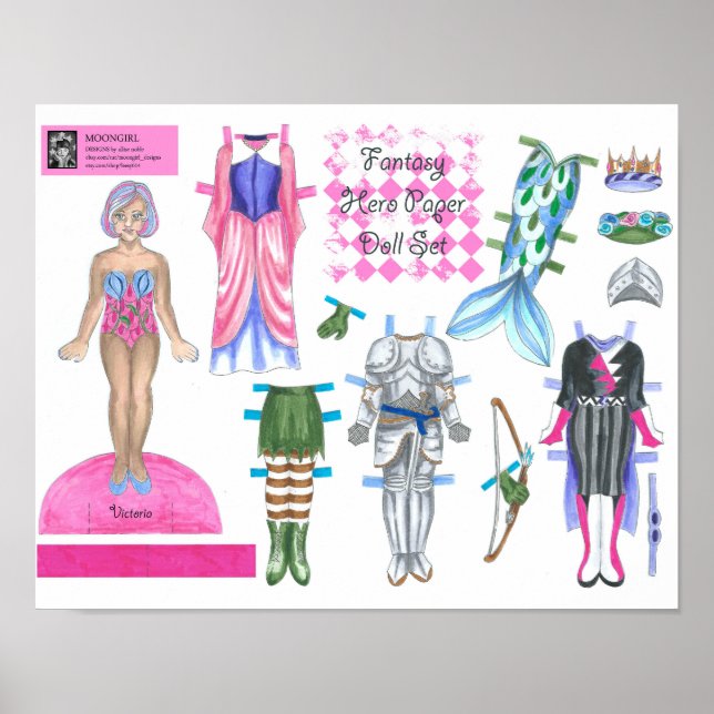 Victoria Fantasy Hero Papper Doll - Play eller Vis Poster (Framsidan)