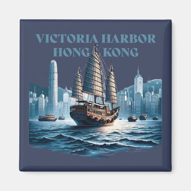 Victoria Harbor Hong Kong China Magnet (Framsidan)