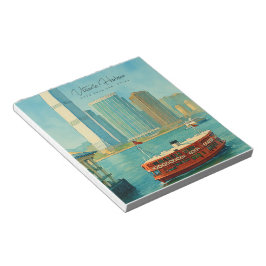 Victoria Harbour Hongkong Retro Siluett Anteckningsblock