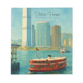 Victoria Harbour Hongkong Retro Siluett Anteckningsblock