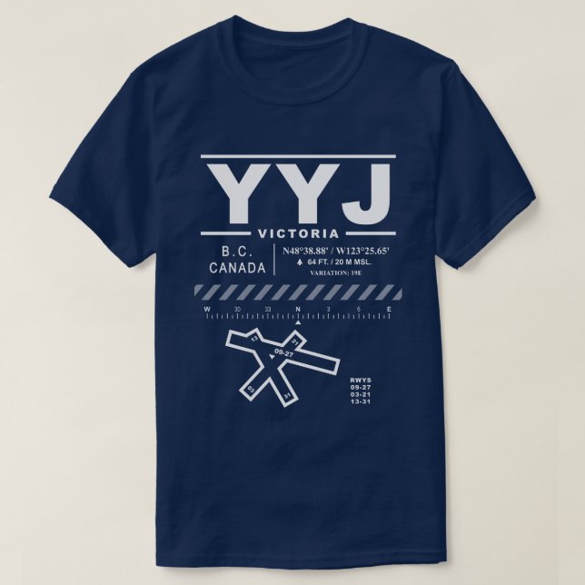 Victoria Internationell flygplats YYJ Tee Shirt: (Design framsida)