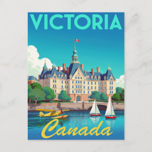 Victoria Kanada Hamn Vintage Konst Vykort