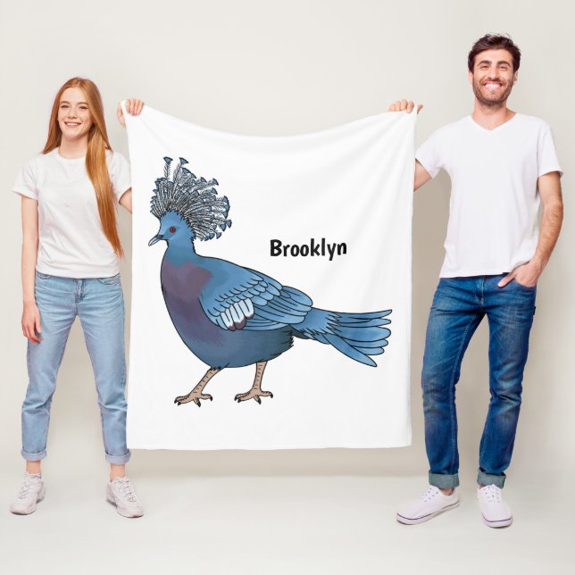 Victoria kronad duva fågel tecknad illustration fleecefilt (På plats)