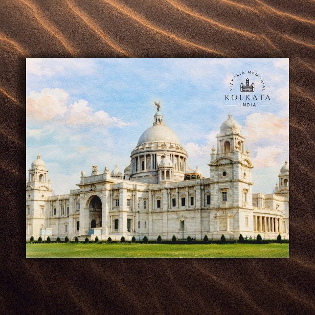 Victoria Memorial, Kolkata, Indien | Akvarell Vykort (Victoria Memorial, Kolkata, India | Watercolor Postcard)
