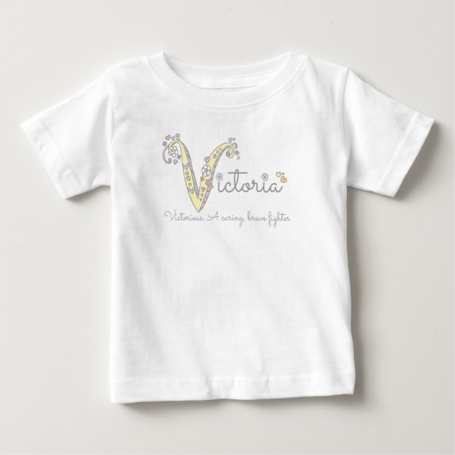 Victoria monogram V namn och baby romper Tee Shirt (Framsida)