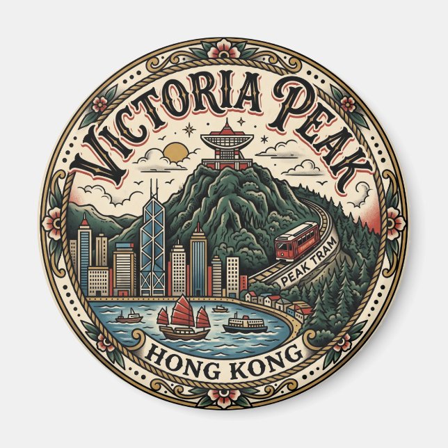Victoria Peak Hong Kong Kina Magnet (Framsidan)