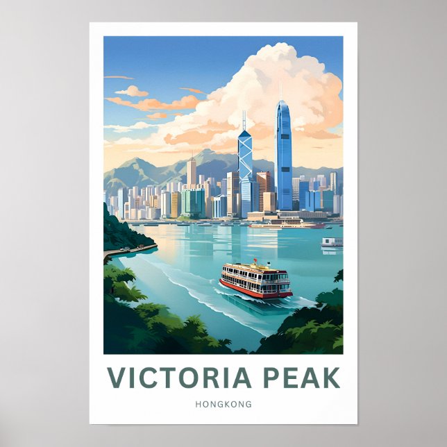 Victoria Peak Hongkong Travel Skriv ut Poster (Framsidan)