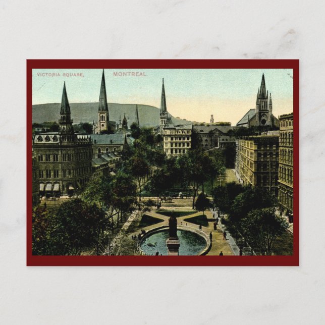Victoria Square, Montreal Vintage Vykort (Framsida)