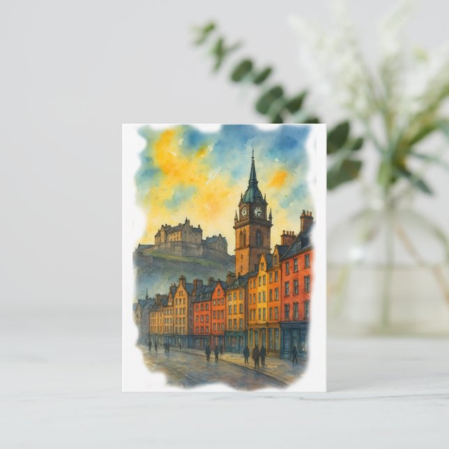 Victoria Street Edinburgh Castle, Old Town  Vykort (Stående Fram)