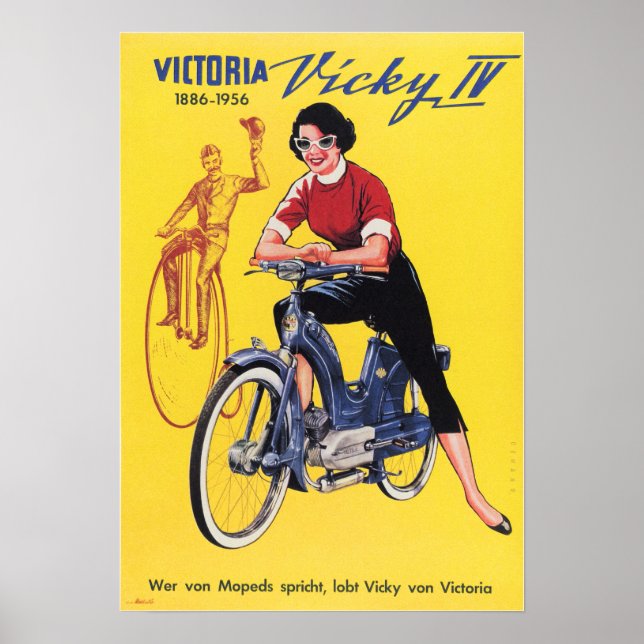 VICTORIA VICKY, Vintage Motorcykel Poster AD (Framsidan)