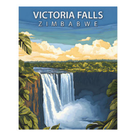 Victoriafallen – Retro reseaffisch för Zimbabwe Fototryck