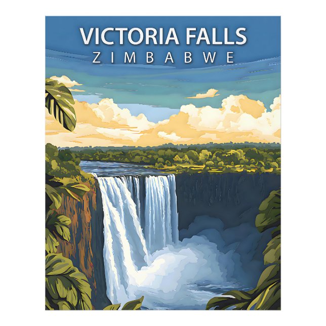 Victoriafallen – Retro reseaffisch för Zimbabwe Fototryck (Framsidan)