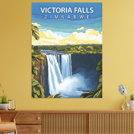 Victoriafallen – Retro-resemapp av Zimbabwe Canvastryck