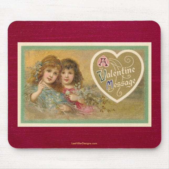 Victorian A Valentine Message 2 Girls Mouse Pad Musmatta (Framsidan)
