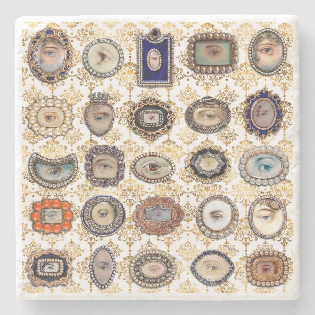 Victorian Älskare Öga i vite- och guld-damm Stenunderlägg (Framsidan)