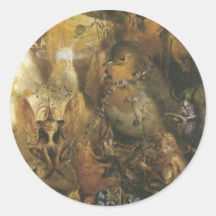 Victorian Älva Sticker - Faeire Bird Runt Klistermärke