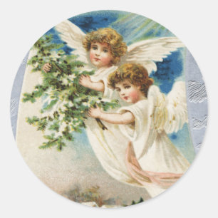Victorian Angel Juldekalk Runt Klistermärke