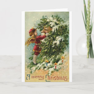 Victorian Angel och Jultomten julkort Helgkort
