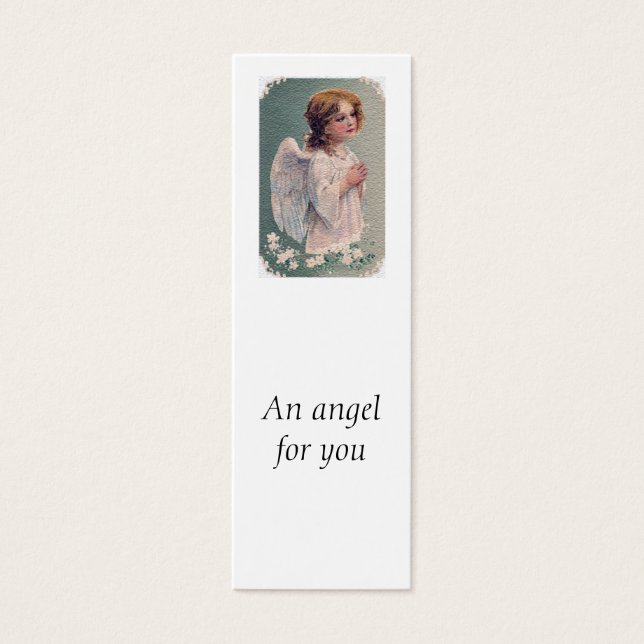 Victorian Angel Praying Postcard Litet Visitkort (Framsidan)