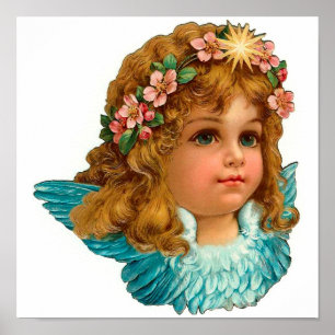 Victorian Angel Vintage Blommigt Påsk Poster
