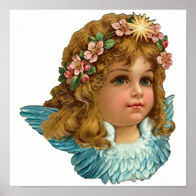 Victorian Angel Vintage Blommigt Påsk Poster (Framsidan)