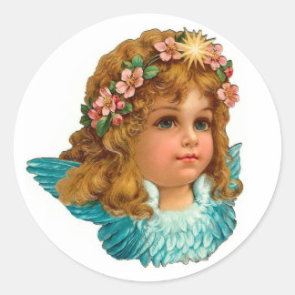 Victorian Angel Vintage Blommigt Påsk Runt Klistermärke